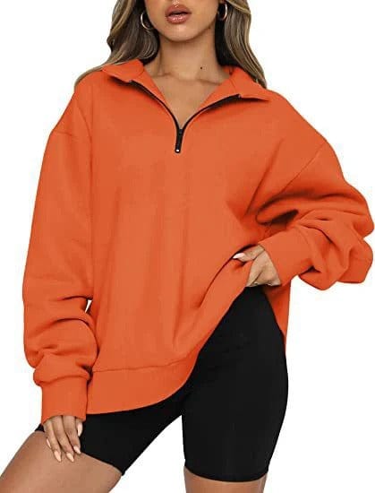 Oversized Cozy Womens Pullover - Half Zip, Knit, Winter - Image 11