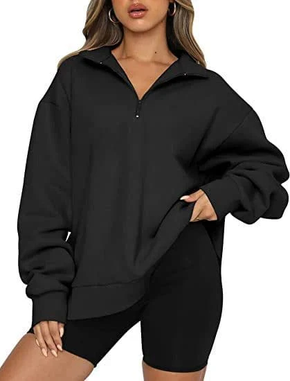 Oversized Cozy Womens Pullover - Half Zip, Knit, Winter - Image 13