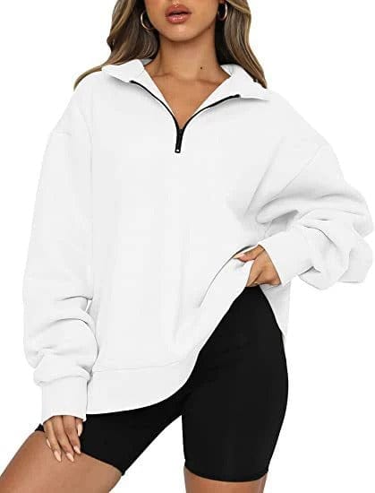 Oversized Cozy Womens Pullover - Half Zip, Knit, Winter - Image 14
