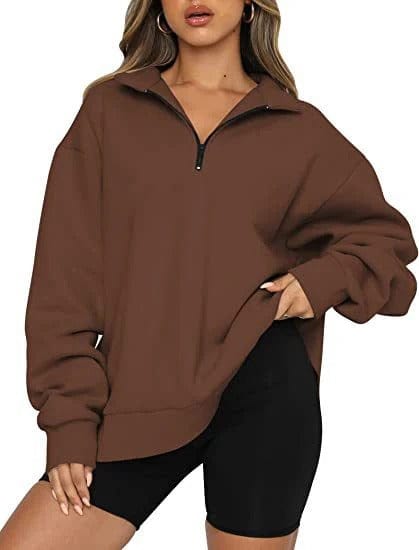 Oversized Cozy Womens Pullover - Half Zip, Knit, Winter - Image 15