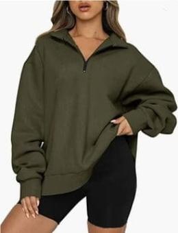 Oversized Cozy Womens Pullover - Half Zip, Knit, Winter - Image 16