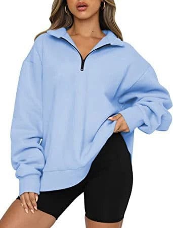 Oversized Cozy Womens Pullover - Half Zip, Knit, Winter - Image 17