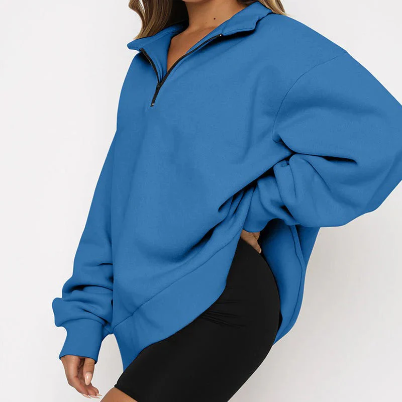 Oversized Cozy Womens Pullover - Half Zip, Knit, Winter - Image 2