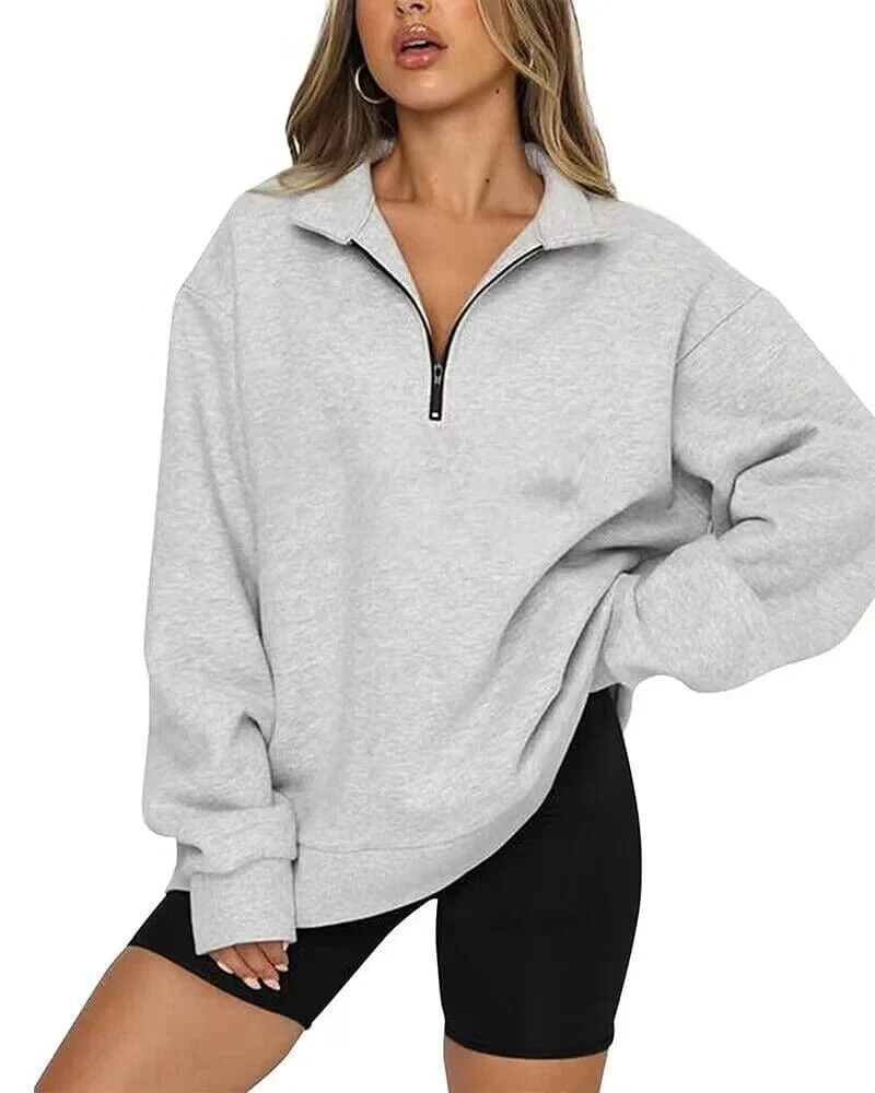 Oversized Cozy Womens Pullover - Half Zip, Knit, Winter - Image 7