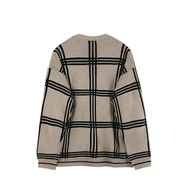 Oversized Men's Cardigan - V Neck Vinylon Knit, Street - Image 5