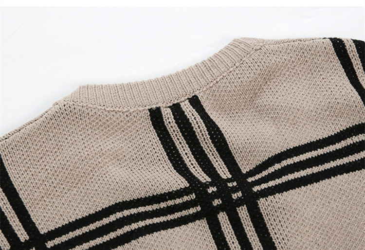 Oversized Men's Cardigan - V Neck Vinylon Knit, Street - Image 9