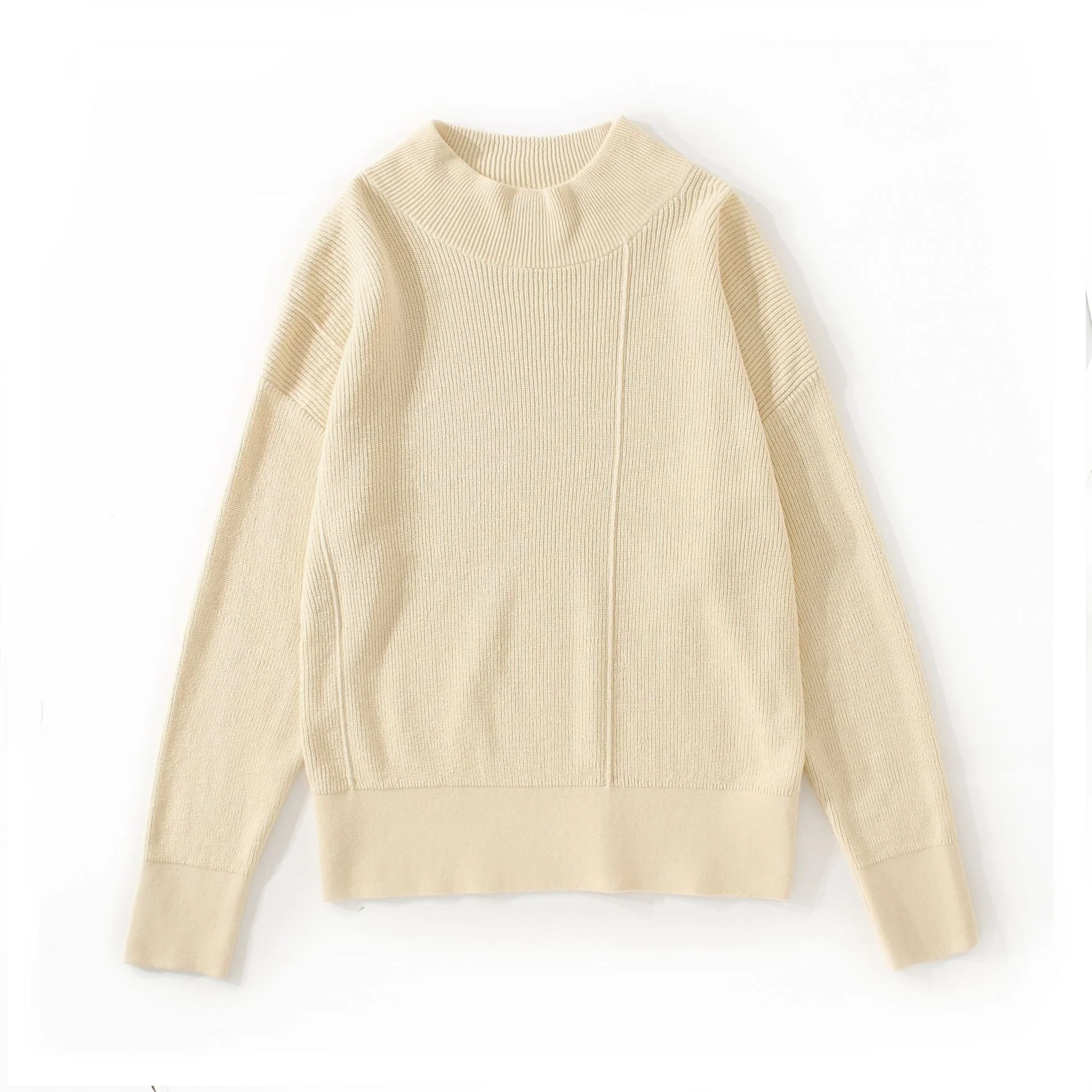 Oversized Men’s Sweater - Mock Neck, Ribbed Knit, Layering - Image 6