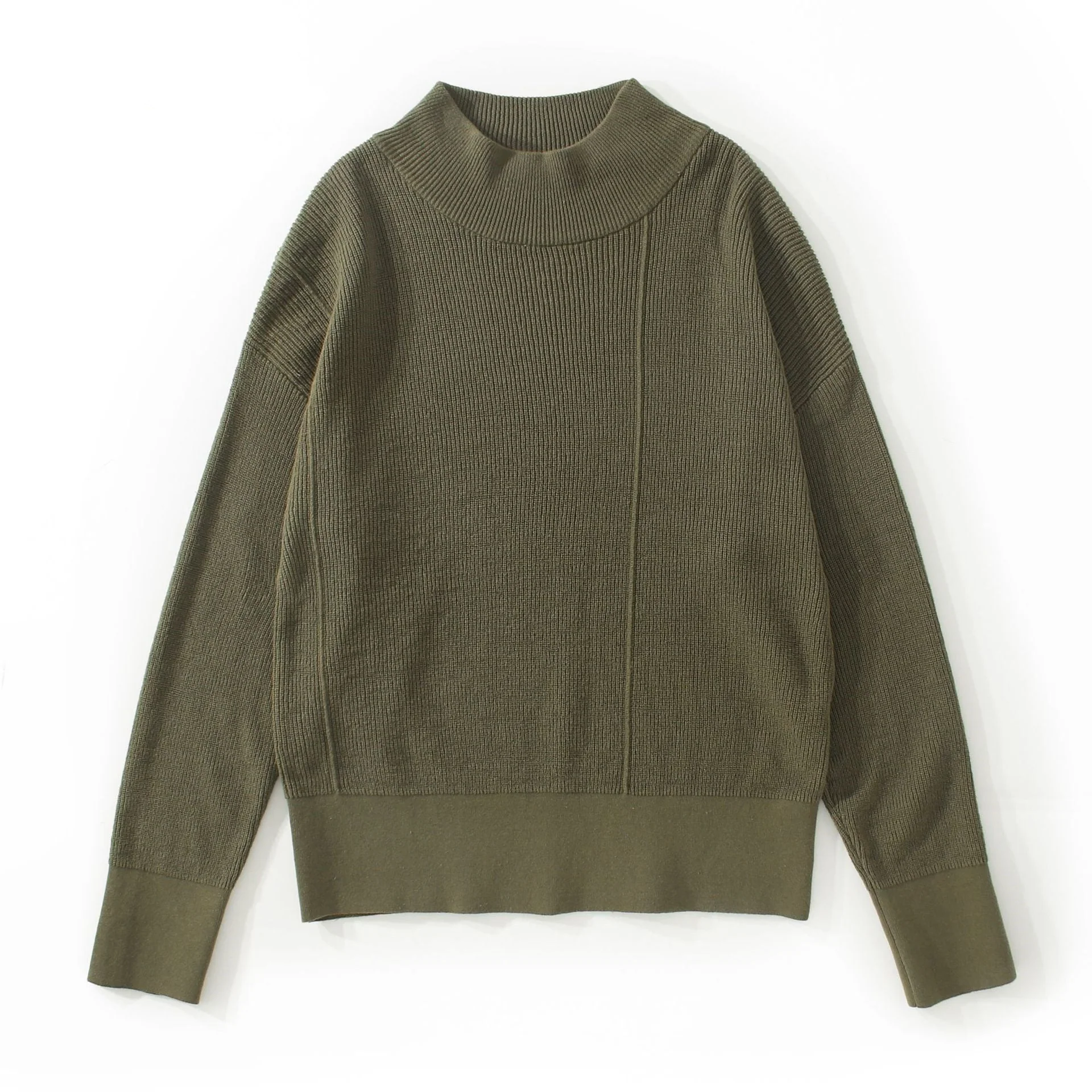 Oversized Men’s Sweater - Mock Neck, Ribbed Knit, Layering - Image 8