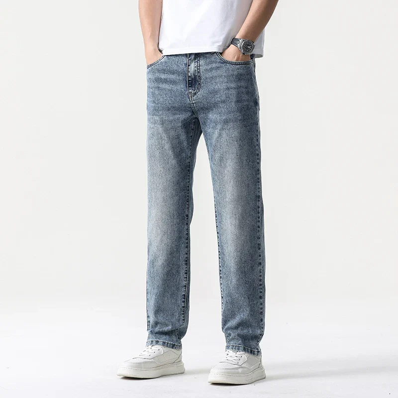 Oversized Men’s Wide Leg Jeans - Straight Lyocell, Casual - Image 2