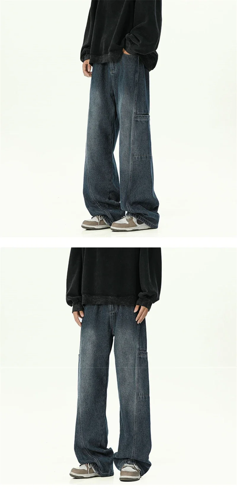 Oversized Mens Cargo Jeans - Wide Leg, Denim, Street - Image 7