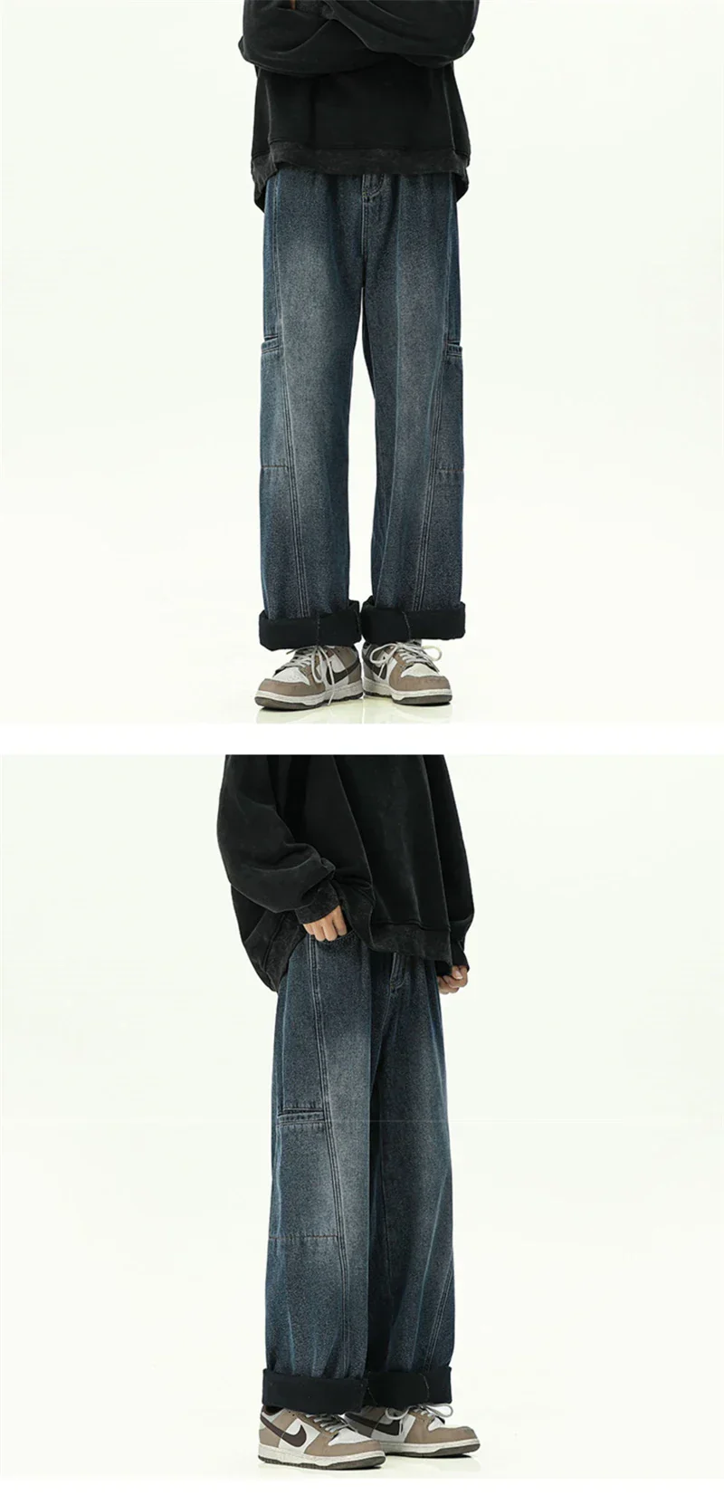 Oversized Mens Cargo Jeans - Wide Leg, Denim, Street - Image 9