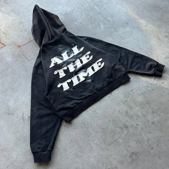 Oversized Unisex Zip-Up Hoodie - Boxy Cut, Knit, Street - Image 5