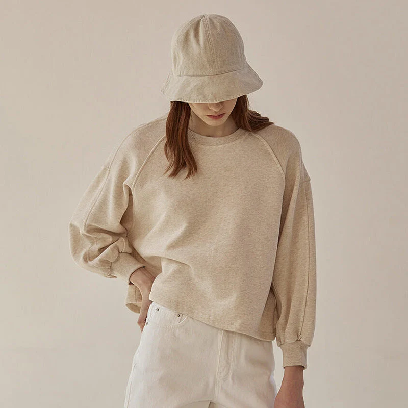 Oversized Women Crewneck Sweatshirt - Boxy Raglan, Cotton