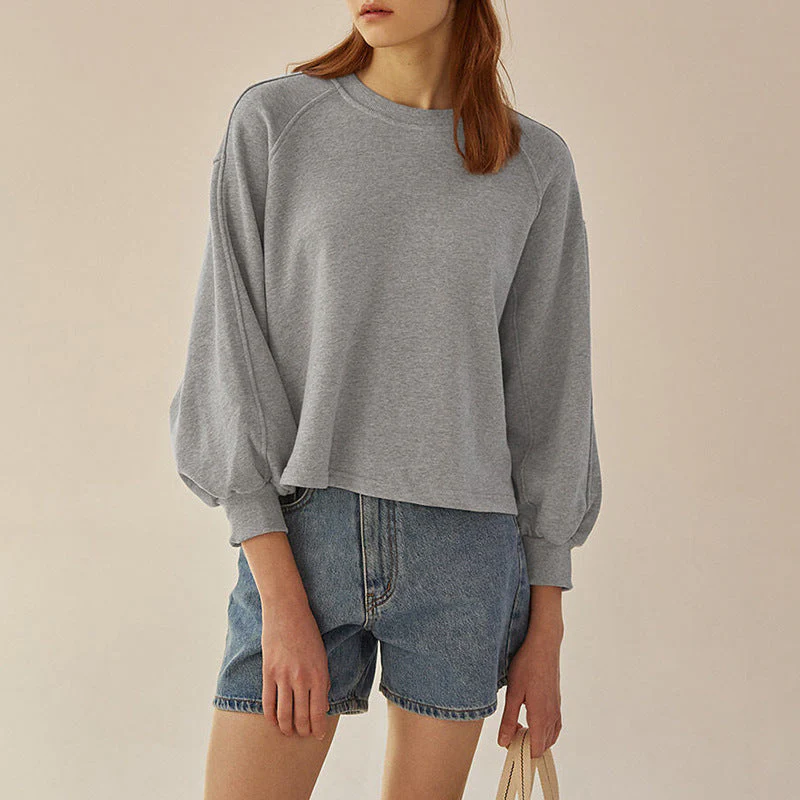 Oversized Women Crewneck Sweatshirt - Boxy Raglan, Cotton - Image 10