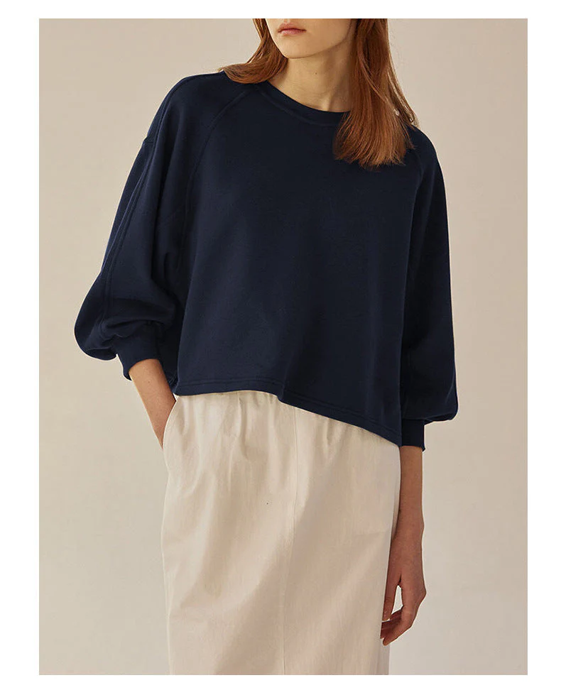 Oversized Women Crewneck Sweatshirt - Boxy Raglan, Cotton - Image 11