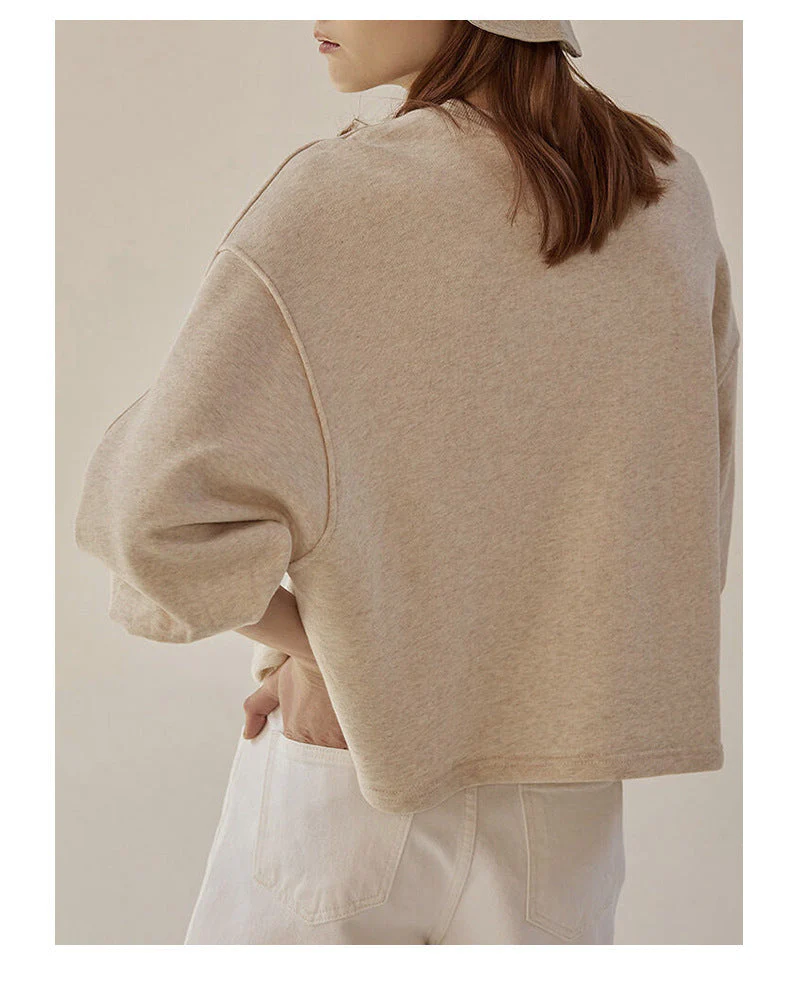 Oversized Women Crewneck Sweatshirt - Boxy Raglan, Cotton - Image 2