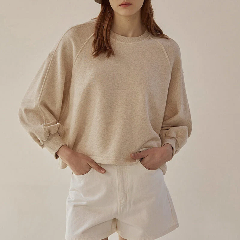 Oversized Women Crewneck Sweatshirt - Boxy Raglan, Cotton - Image 3