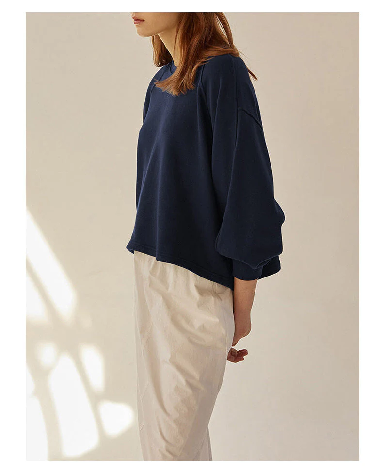 Oversized Women Crewneck Sweatshirt - Boxy Raglan, Cotton - Image 8