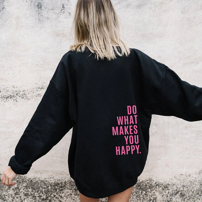 Oversized Women's Hoodie - Loose Back Print, Polyester - Image 9