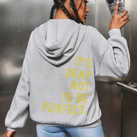 Oversized Women’s Hoodie - Relaxed Back Slogan Cotton Blend - Image 3