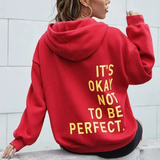 Oversized Women’s Hoodie - Relaxed Back Slogan Cotton Blend - Image 6