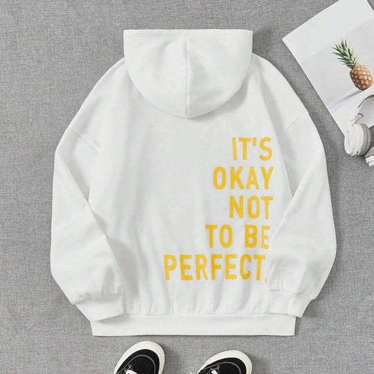 Oversized Women’s Hoodie - Relaxed Back Slogan Cotton Blend - Image 8