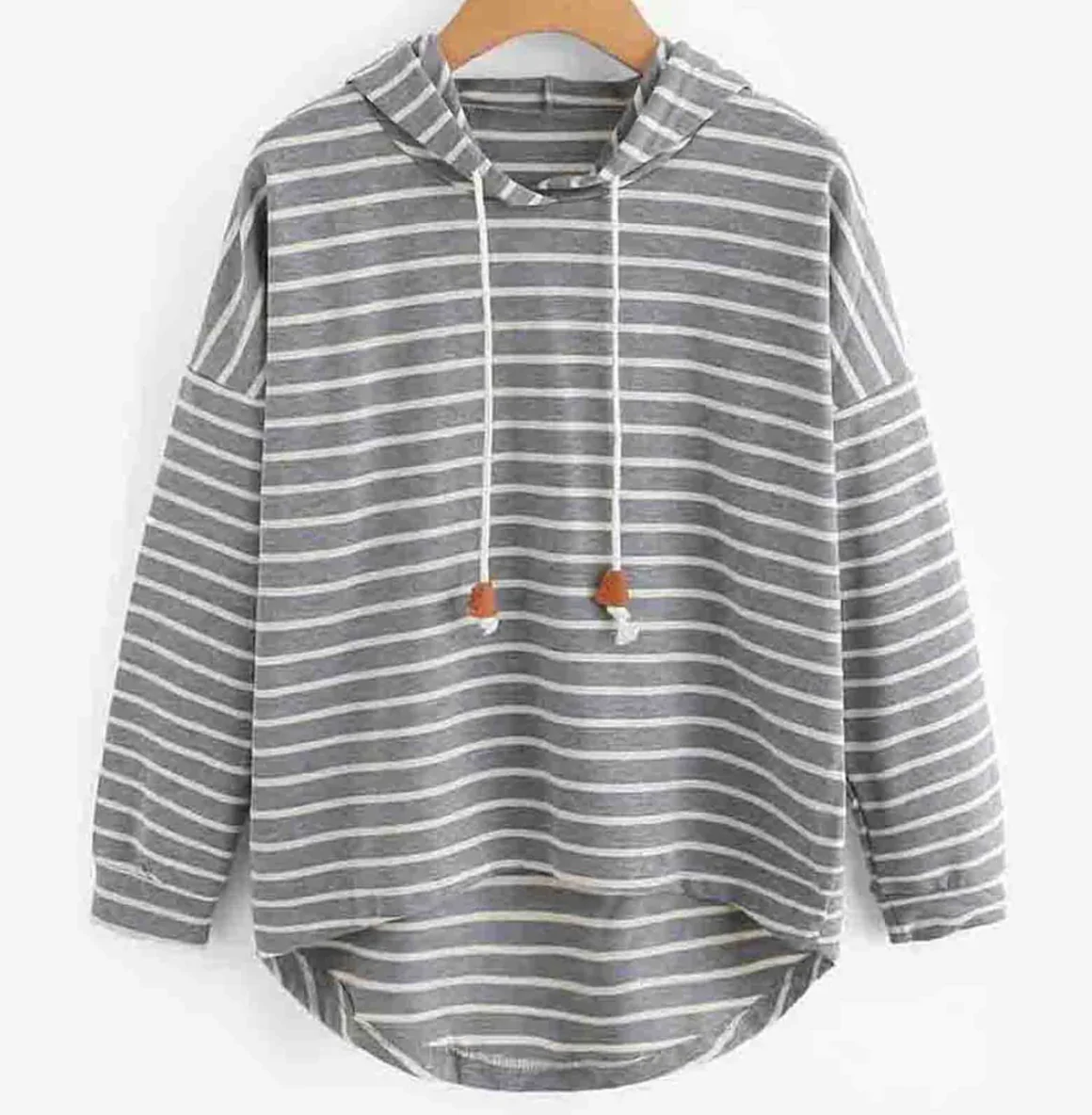 Oversized Women's Hoodie - Relaxed High Low Hem, Soft Knit - Image 2
