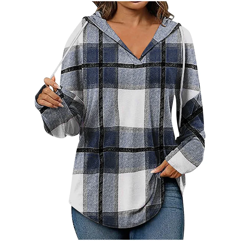 Oversized Women's Hoodie – V-Neck, Cotton Blend, For Casual Outings - Image 4