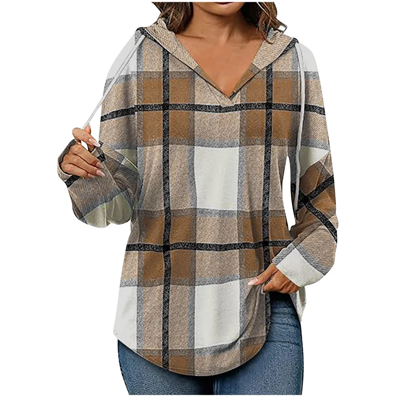 Oversized Women's Hoodie – V-Neck, Cotton Blend, For Casual Outings - Image 5