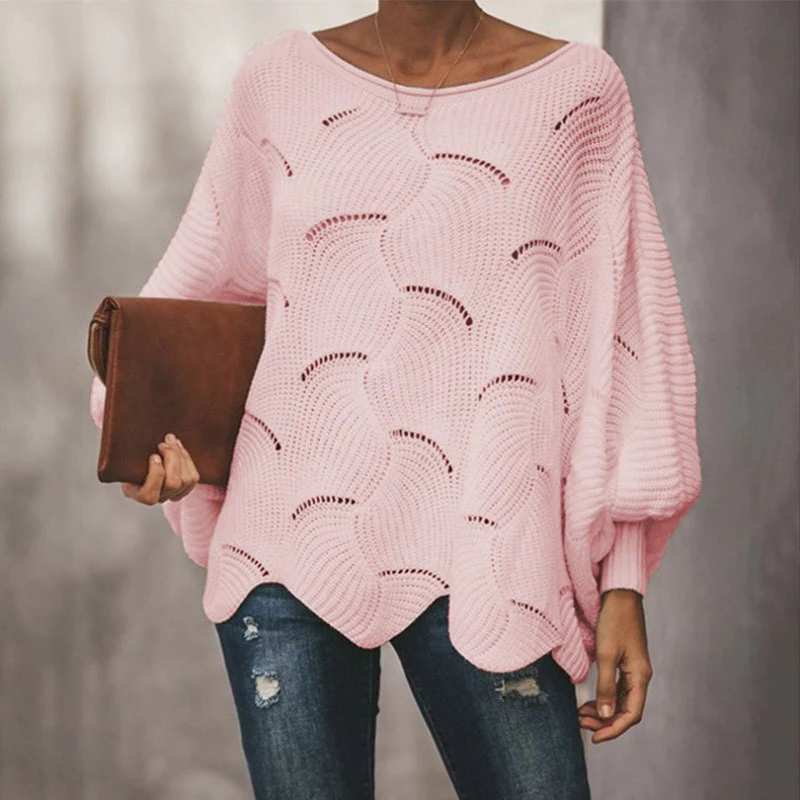 Oversized Women’s Knit Sweater - Loose Crochet, Cotton - Image 3