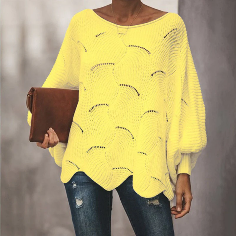 Oversized Women’s Knit Sweater - Loose Crochet, Cotton - Image 4