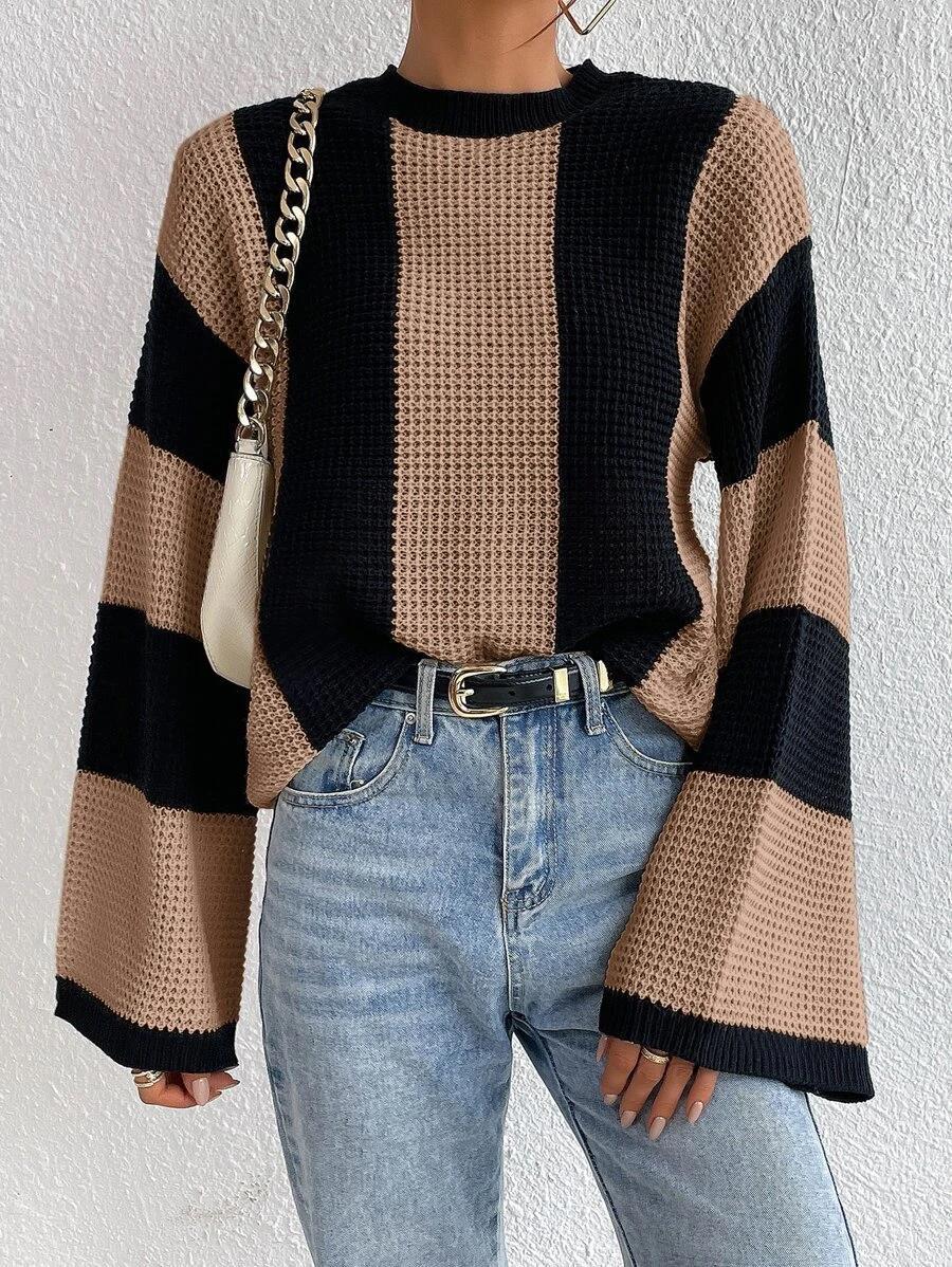 Oversized Women’s Knitted Sweater - Bell Sleeve, Chunky - Image 4
