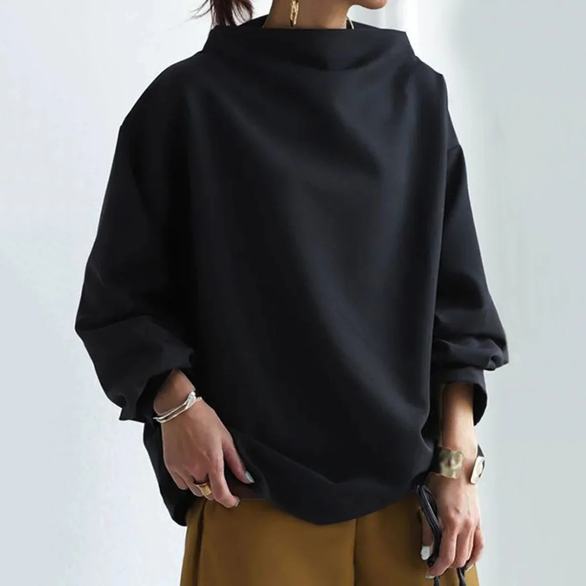 Oversized Women’s Pullover - Batwing Sleeve, Cotton