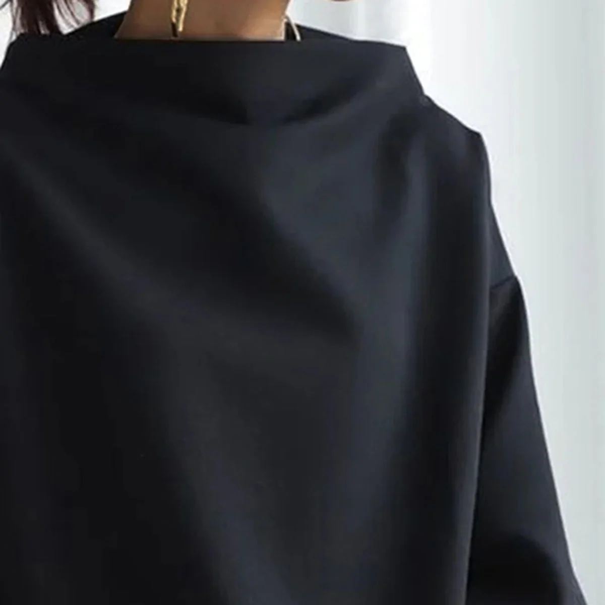 Oversized Women’s Pullover - Batwing Sleeve, Cotton - Image 5