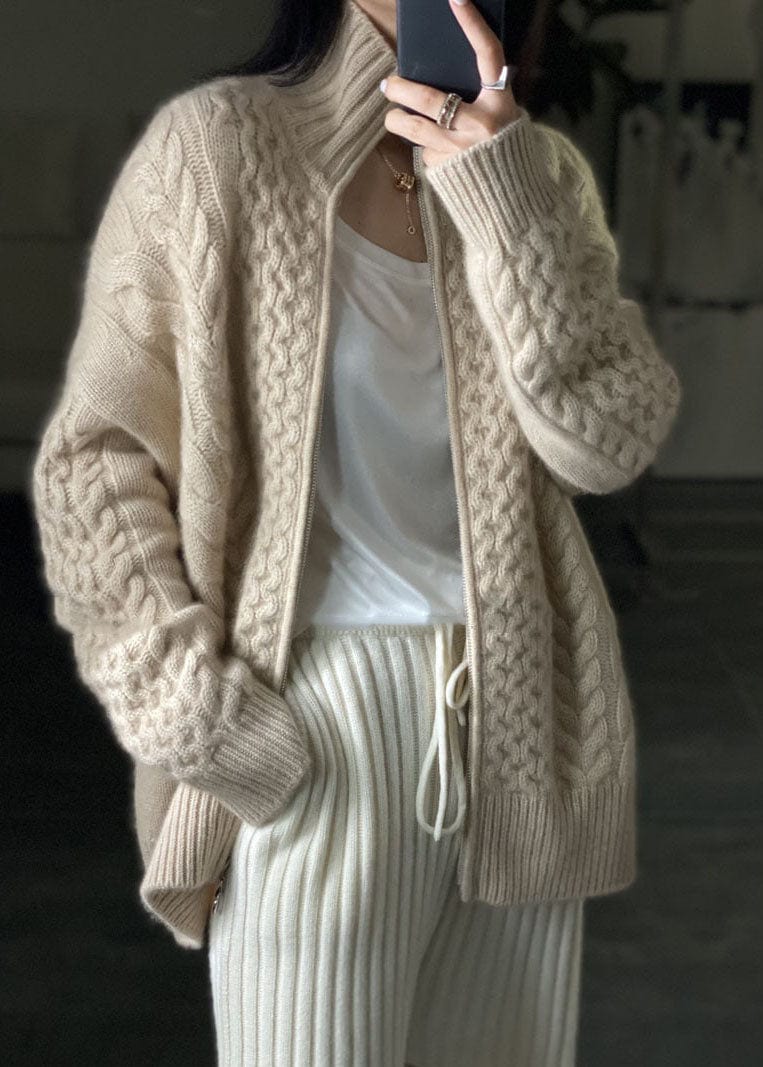 Oversized Women's Rollneck Cardigan - Cable Knit Wool - Image 5
