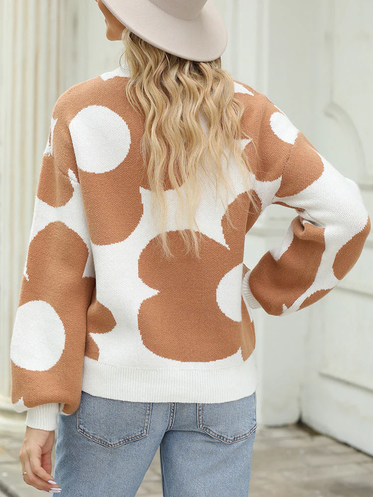 Oversized Women's Sweater - Cropped Viscose Knit, Casual - Image 2