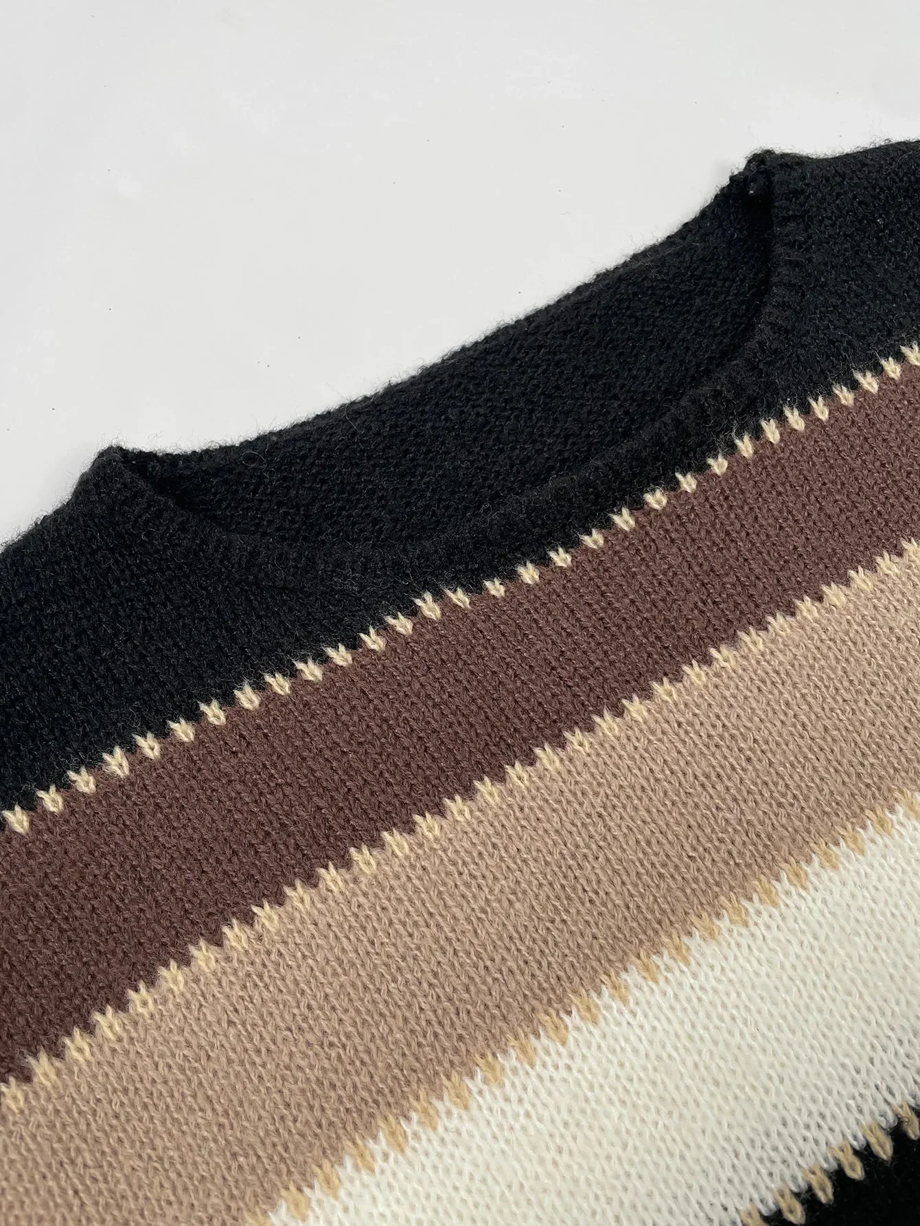 Oversized Women's Sweater - Striped Crewneck Knit, Casual - Image 3