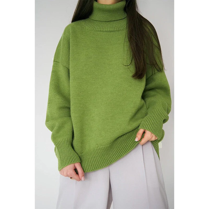 Oversized Women's Turtleneck Sweater - Midthigh Knit Winter - Image 6