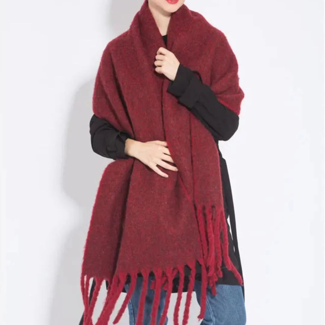 Oversized Women Scarf - Long Fringed Fluffy Wool Winter - Image 10