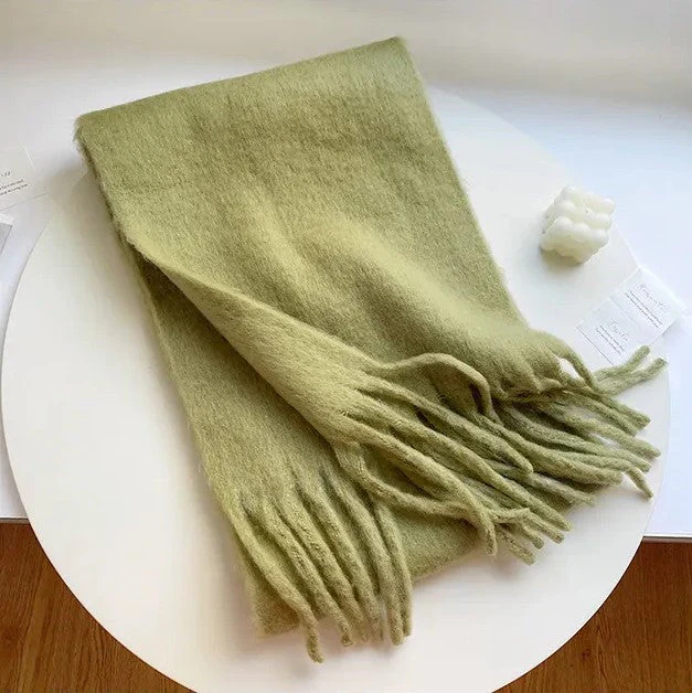 Oversized Women Scarf - Long Fringed Fluffy Wool Winter - Image 11