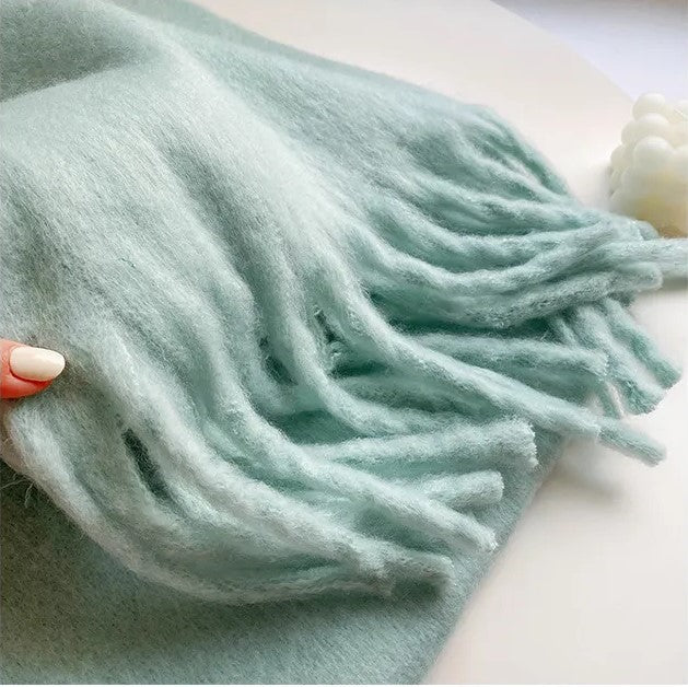 Oversized Women Scarf - Long Fringed Fluffy Wool Winter - Image 12