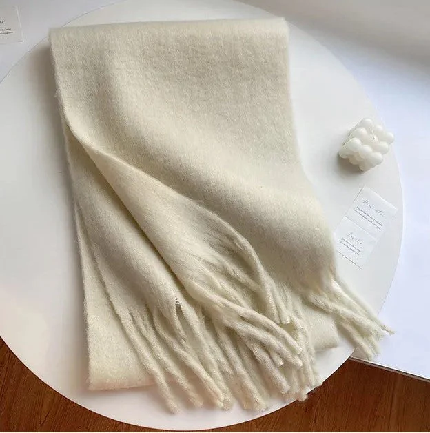 Oversized Women Scarf - Long Fringed Fluffy Wool Winter - Image 13