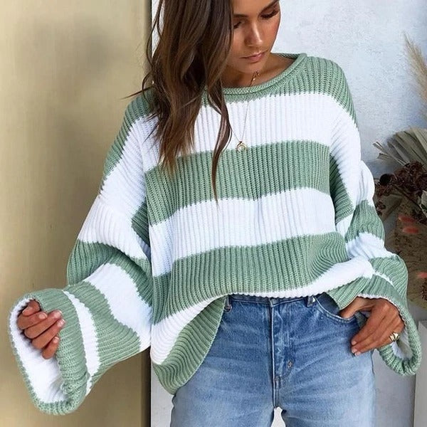 Oversized Women Sweater - Boxy Cropped Ribbed For Spring - Image 10