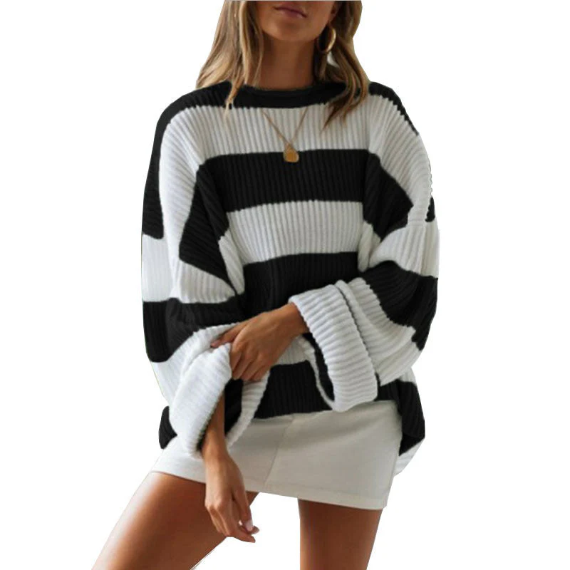 Oversized Women Sweater - Boxy Cropped Ribbed For Spring - Image 2