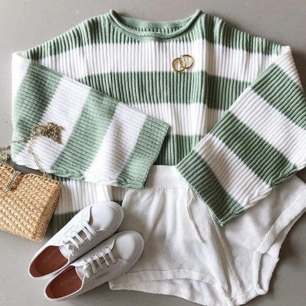 Oversized Women Sweater - Boxy Cropped Ribbed For Spring - Image 8