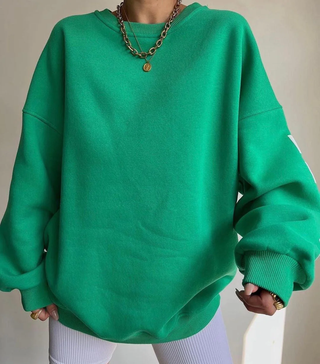 Oversized Women Sweatshirt - Dropped Shoulder, Cotton Blend - Image 6
