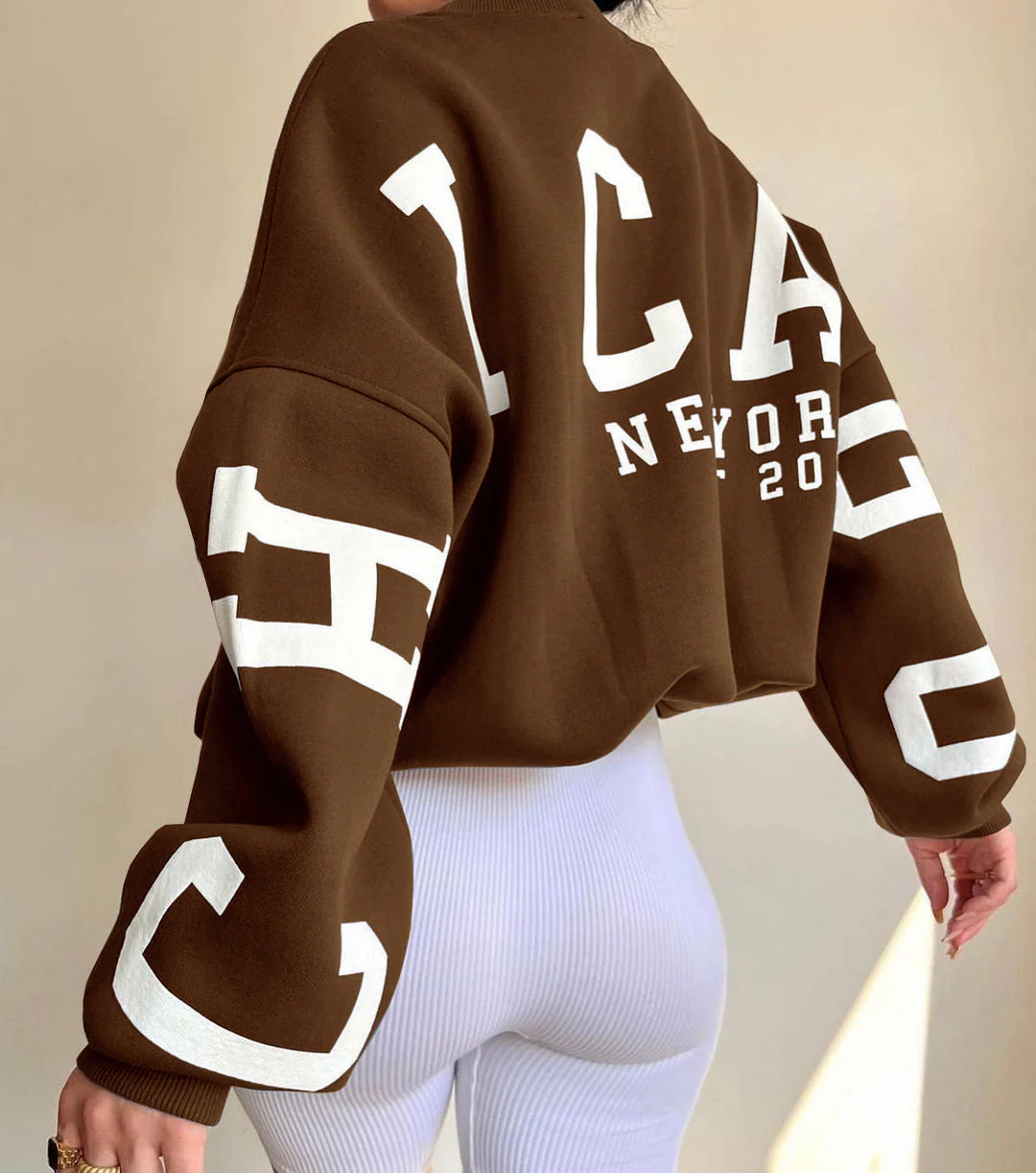 Oversized Women Sweatshirt - Dropped Shoulder, Cotton Blend - Image 8
