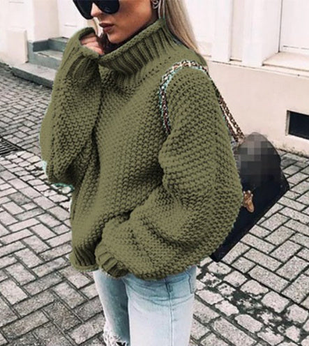 Oversized Women Turtleneck Sweater - Chunky Knit, Winter - Image 10