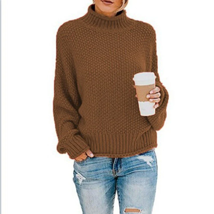 Oversized Women Turtleneck Sweater - Chunky Knit, Winter - Image 4