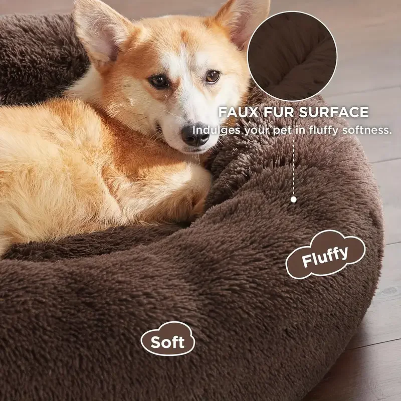 Pet Bed Round Plush Bed Winter Warm 2026 Washable Cozy Comfort For Pets - Image 3